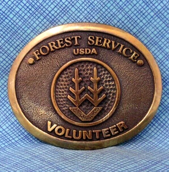 US Forest Service Volunteer Belt Buckle USDA # Vtg 80s Western Heritage .QRT887 - Image 2 of 4