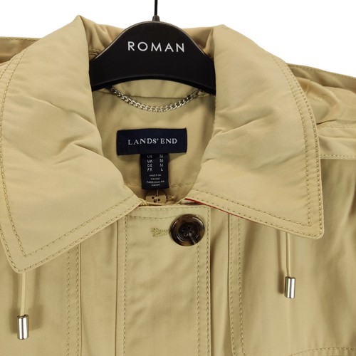 lands end womens coat beige hooded collared zip up pockets size medium free pp - Picture 6 of 11