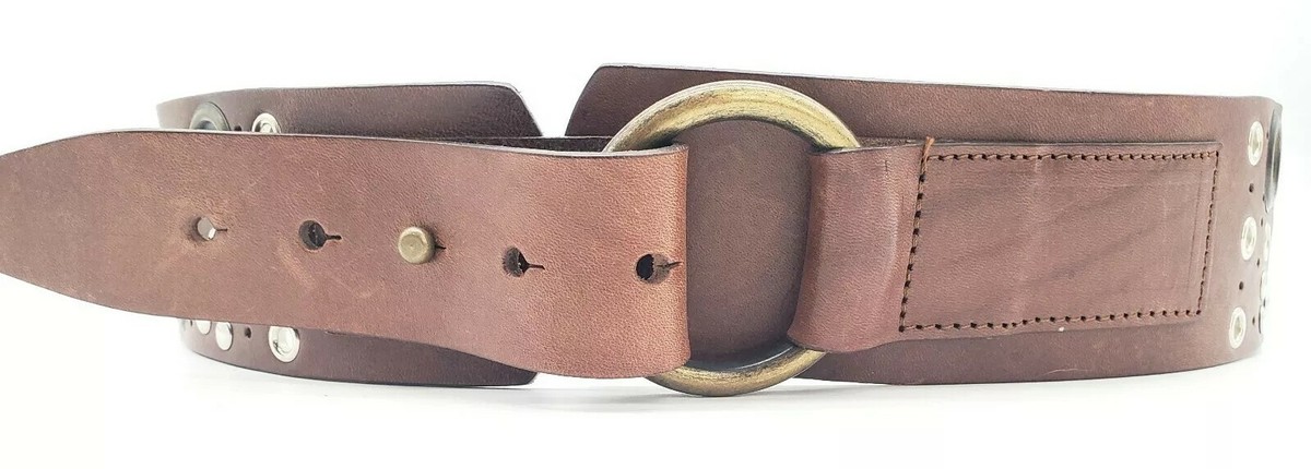 Vintage Antoniazzi Firenze Grommet Hole Studded Belt Large NONGFUGE 3 Row Studded Holes Grommet Faux Leather Belts for  main image 2