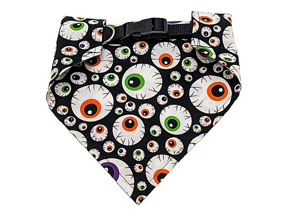 Halloween Perro Bandana Globos de Ojos Espeluznante SOBRE EL CUELLO Deslizable en Bufanda Bandanas Foto 2 de 4
