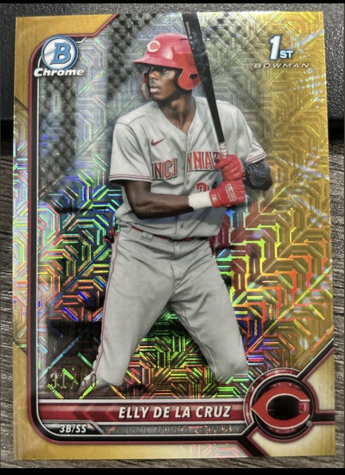 2022 Bowman 1st Bowman Elly De La Cruz Gold Refractor /50 Mojo