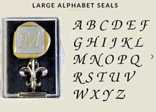 Classic Monogram/Initial Wax Seal Stamp (1" diameter metal seal, handle) - New