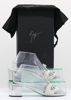 GIUSEPPE ZANOTTI CRYSTAL 40 WOMENS MULE SANDALS UK 5 EU 38 SILVER RRP £585 AD