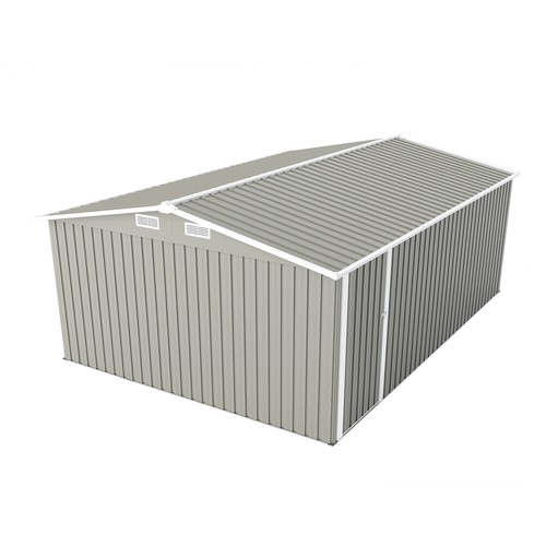 Campcraft Metal Storage Shed 10×14 FT with 3 Lockable Doors, 4 Vents, Light Grey - Picture 15 of 21