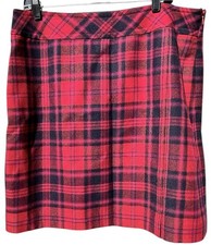 Vintage 90s Talbots Red Plaid Wrap Skirt Womens 16 Wool Flannel Holiday Classic