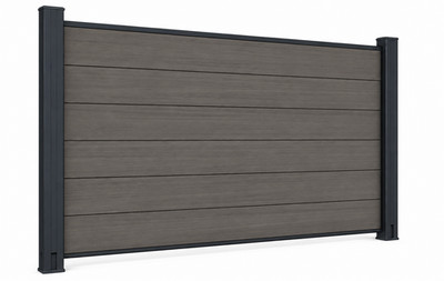 WPC Vorgartenzaun Silver Gray Komplettset Alu Pfosten Gartenzaun pflegeleicht