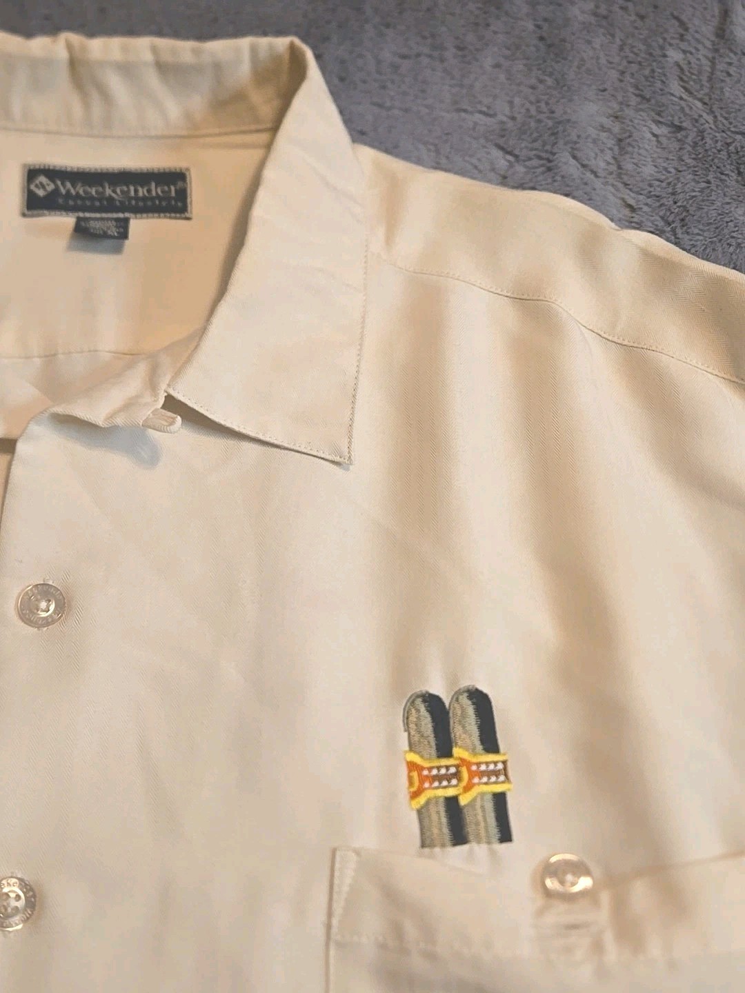 Weekender Shirt Mens XL Cuban Cigars Camp Shirt Short Sleeve Novelty Print Vtg