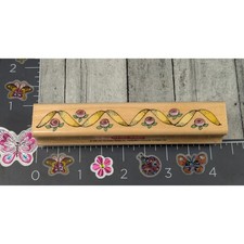 Hero Arts Flowers and Ribbon Border F1380 Rubber Stamp Wood L80