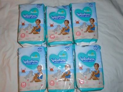 Set of 6 Pampers Splashers Swim Pants Size Medium 20-33 lb 11-Count Packages