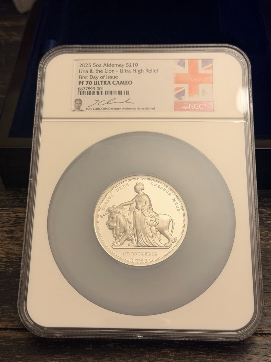【高鑑定】PF70×FDI 2025Alderney 「ウナとライオン」 2025 Alderney Una & The Lion 5oz & 2oz PF70 NGC FDI Jody Clark