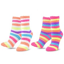 Colorful Striped Cute Slipper Socks for Women Medium, 2pair neon Stripes