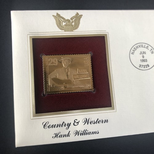 1993 Hank Williams, 1st day ISSUE,envelope,22KT GOLD Stamp - Picture 2 of 6