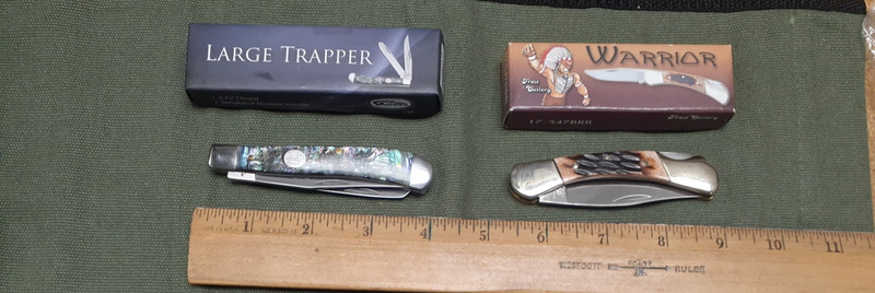 Pocket Knife 2 Lot Rite Edge Large Trapper Frost Warrior Lockback