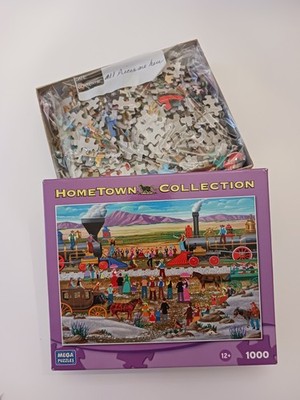 Hometown Collection Jigsaw Puzzle Driving the Gold Spike 1000 Pieces Complete