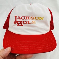 Vintage 80s Jackson Hole Wyoming Mesh Trucker Snapback Hat Made in USA