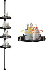 Shower Caddy Tension Pole with 4 Lazy Susan Organizer 360 Rotating 35-128 Inch