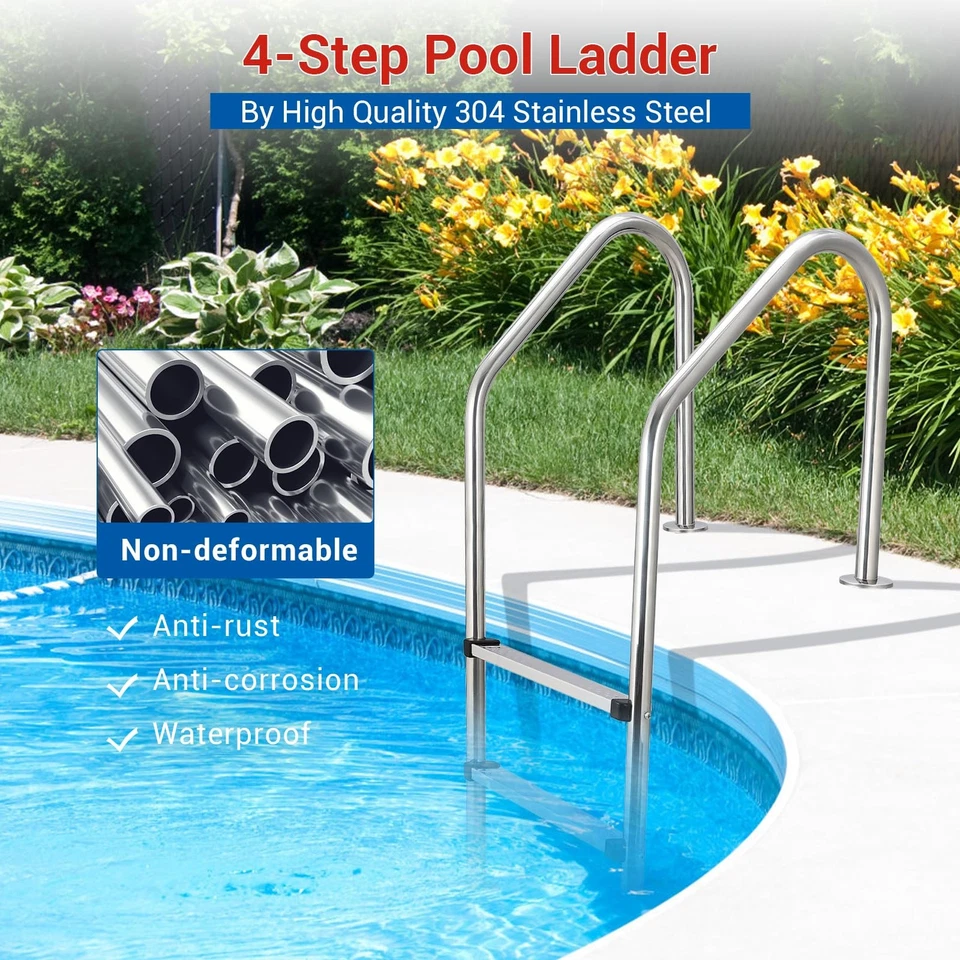 Tiefbeckenleiter Edelstahl 2/4 Stufen Poolleiter Poolleiter Einbauleiter  - Bild 3 von 4