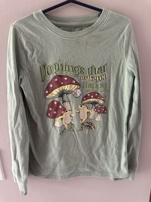 Thereabouts Girls XS (6) Green Long Sleeve Frog Graphic Crew Neck T-Shirt