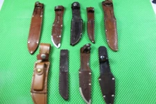 Lot of Nine (9 Hunting Knife Sheaths -  B.S.A., CLAUSS, German Edge Brand Etc.