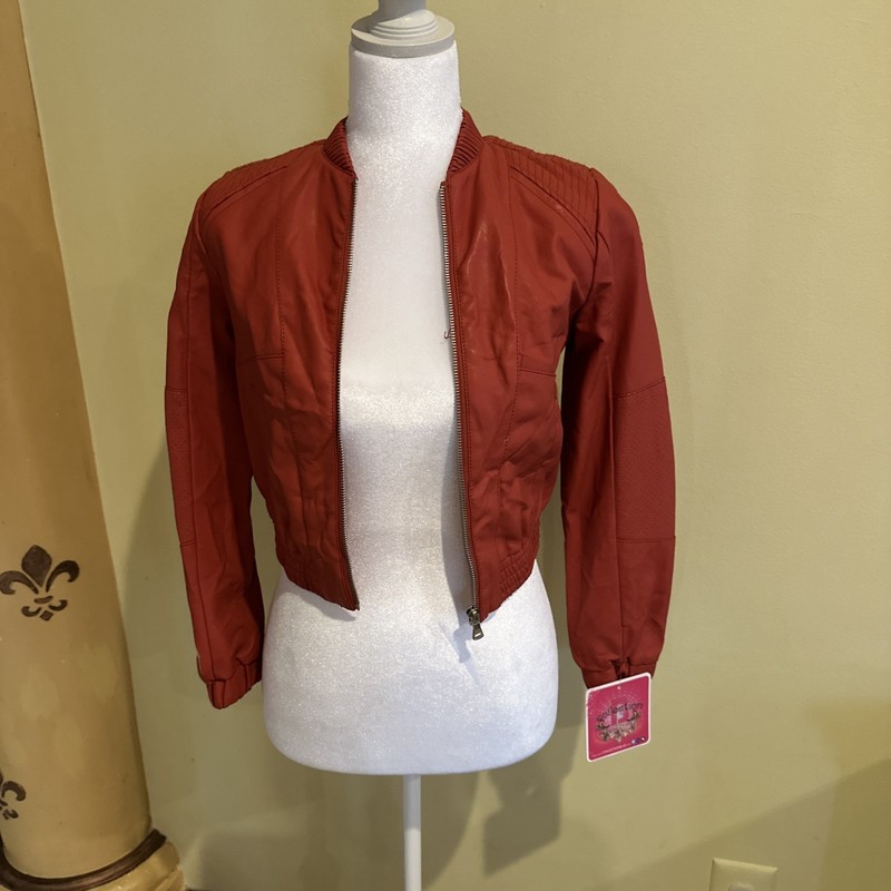 New B Collection Jacket Faux Leather Girls 7/8  Bronze Quilting Zipped Pockets 