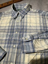 Lauren Ralph Lauren Shirt Youth Boys Sz 16 Blue Beige Plaid Button Preppy Oxford