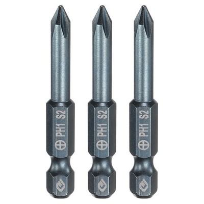 3pcs PH1 Phillips Screwdriver Bit 1/4'' Shank 2'' Long 0.2'' Rod Magnetic S2 Steel