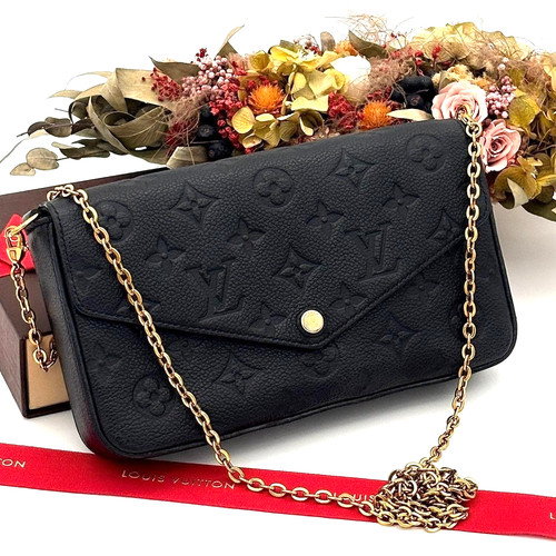 Louis Vuitton Empreinte Pochette Felicie Chain Shoulder Bag Black M64064