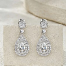 2.0ct Pear Cut Lab‑Created Diamond Test Pass VVS1/D/Excellent Drop Earrings