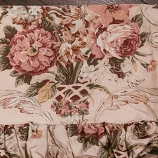 Ralph Lauren Flat Sheet KING Guinevere Aragon Medieval Ruffled Floral Pink Rose