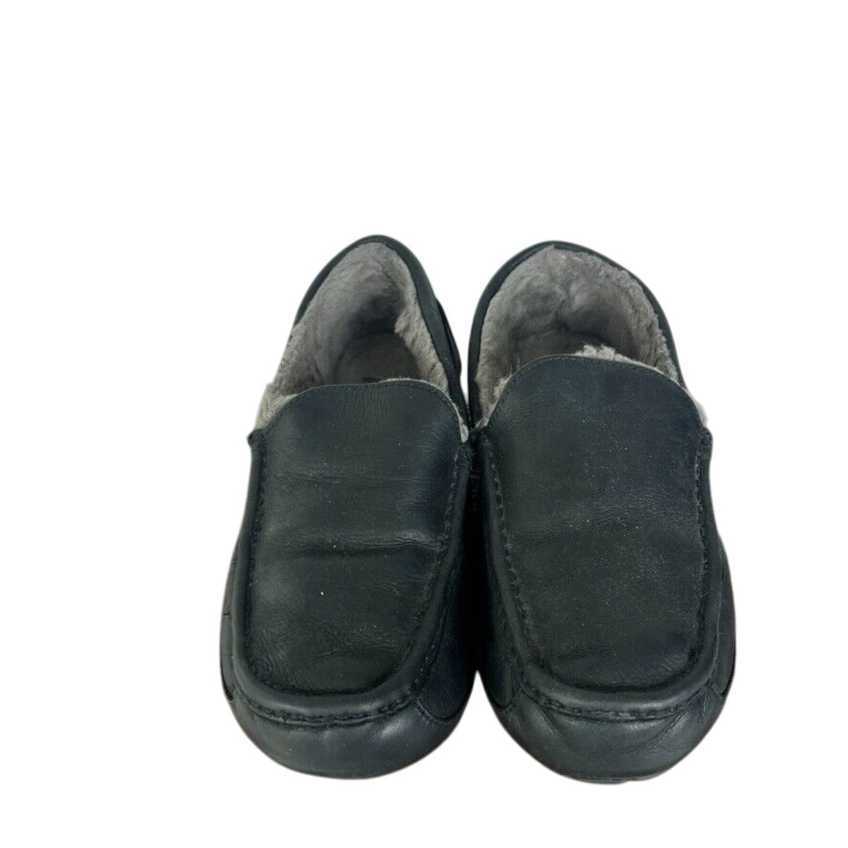 UGG Ascot Slippers Shoes Mens 10 Black Leather Moccasins  display picture 3