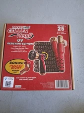 Pocket Hose Copper Head Expandable Garden Hose 25 FT, With New 360° Pocket Pivot