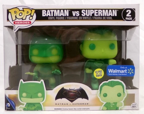 Funko Pop! Heroes DC Batman vs Superman Glows Walmart Exclusive 2 Pack