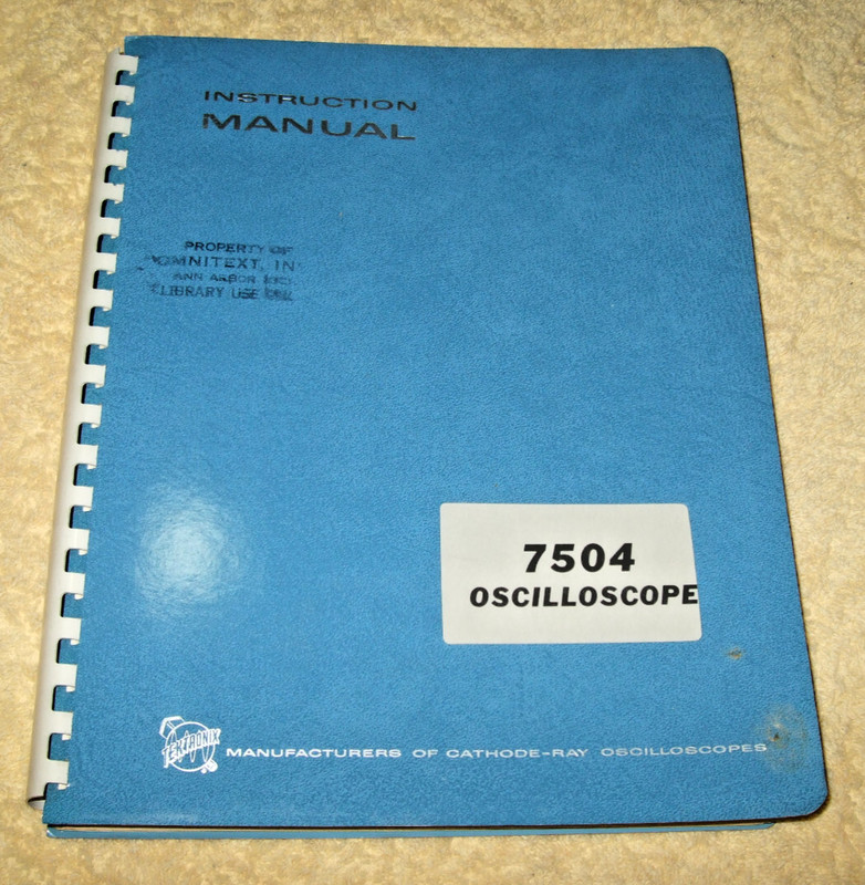1969 Tektronix 7504 Oscilloscope Instruction Manual 070-0932-01