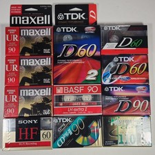 Sealed Blank Audio Cassette Lot TDK D60, D90, Maxell UR90, Sony, Memorex, BASF