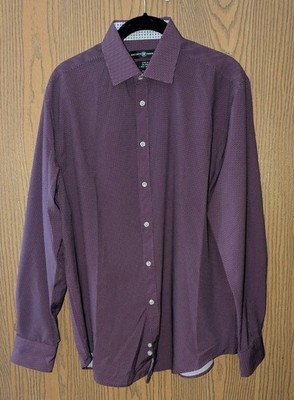 Society of Threads Mens Slim Fit Long Sleeve Button Up Dress Shirt Maroon