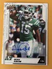 2020 Upper Deck CFL Football Auto Mike Edem #53 Auto Saskatchewan Roughriders