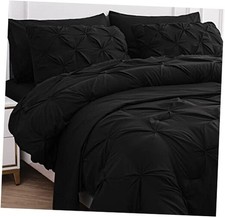 Comforter Set, 7 Piece Size Bedding Set Comforter with Sheets, Queen Black