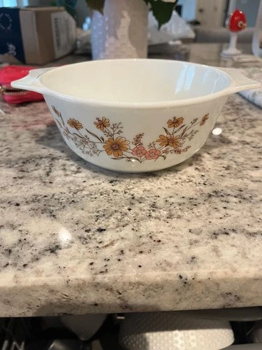 Vintage Pyrex England Country Autumn Floral Casserole Dish 8" Bowl
