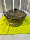 Vintage Pyrex Spring Blossom Green 2.5 Qt Casserole Dish 475-B w/ Amber Lid 624-