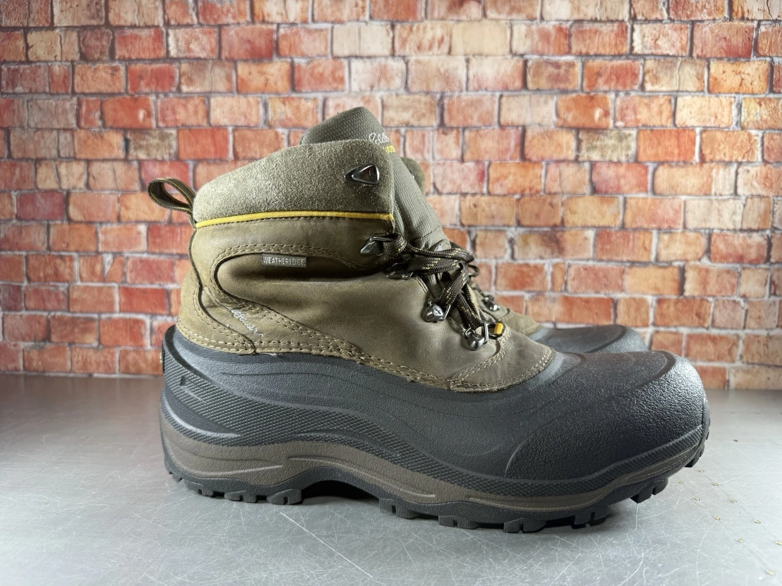 Eddie Bauer Mens Leather Boots 9.5 Brown Snowfoil Thinsulate Waterproof Cocoa ⚡️