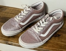 Vans Girls Old Skool Low Pink Glitter Sparkle Size 6 Sneakers Shoes