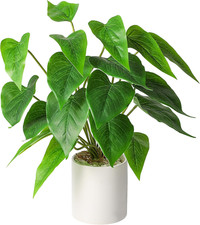Fake Plants in Ceramic Pot, 11" Artificial Potted Plants with Greenery Leaves St
