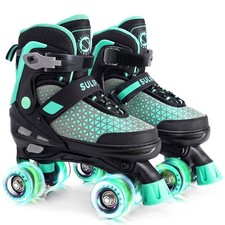 SULIFEEL Roller Skates for Girls Boys Kids,4 Sizes Adjustable Quad Skates wit...