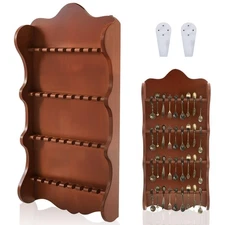 36 Souvenir Spoon Display Case, 4 Tier Wall Mount Wooden Tea Spoon Rack Cabin...