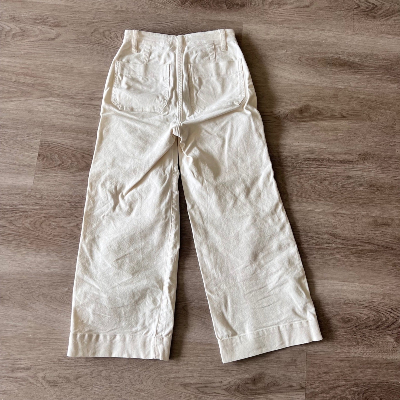 Madewell Wide Leg Crop Pants Cream Off-White Button Fly Size 25 High Rise thumbnail 3