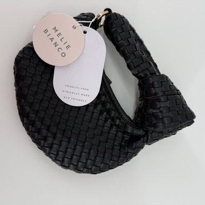 Anthropologie Melie Bianco Brigitte Black Leather Mini Hand Bag Recycled NWT