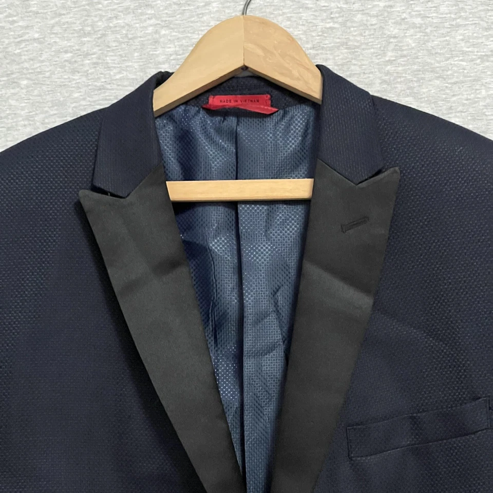 Alfani Blazer мужской 44R синий черный атласный лацкан Slim Fit смокинг ужин куртка - Изображение 3 из 4