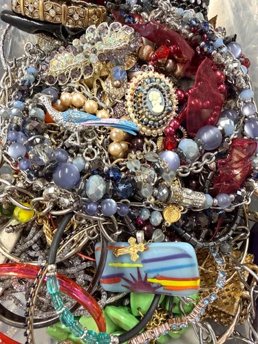 5 LBS Junk Costume Jewelry Lot Broken Tangled Repurpose Repair Pounds Vintage