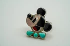 Vintage Sterling Silver Zuni Inlay Mickey Mouse Ring Size 6.5 JB47