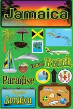 Scrapbooking Crafts Stickers 3D Jamaica Paradis Beach Sailboat Dolphin Map Drink